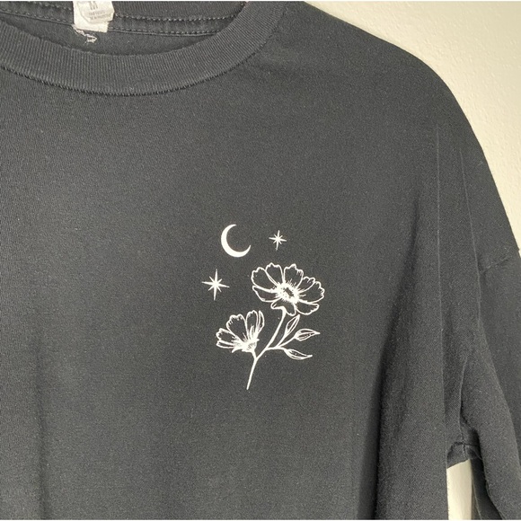 Whimsygoth Fairygrunge Black White Celestial Sun Moon Print Cropped Long Sleeve - Picture 4 of 8